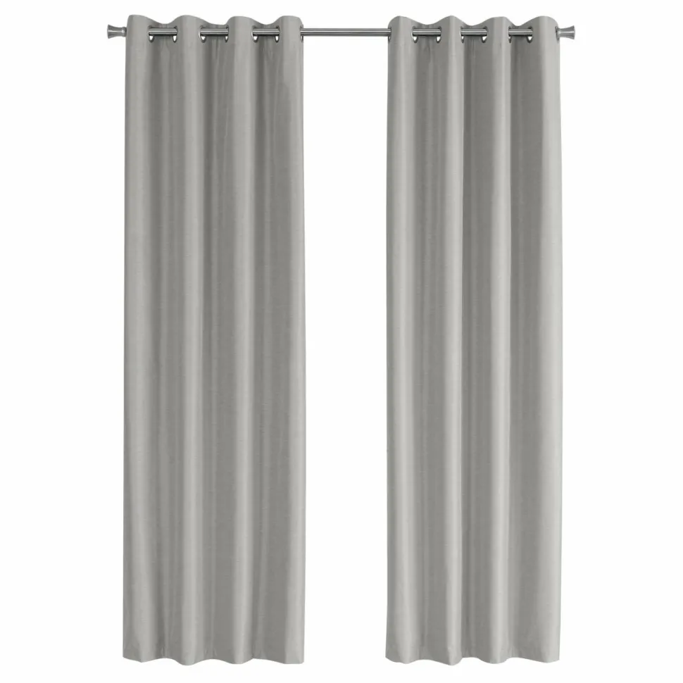 Curtain Panel, 2pcs Set, 54"W X 84"L, 100% Blackout, Grommet, Living Room, Bedroom, Kitchen, Grey Thermal Insulation Polyester, Contemporary, Modern