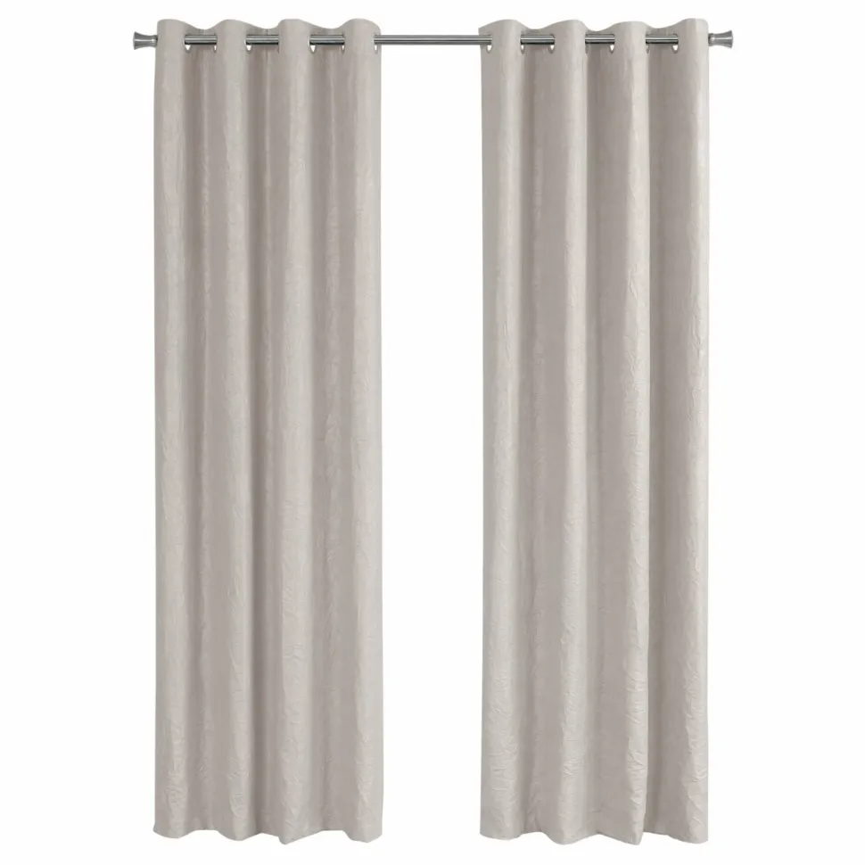Curtain Panel, 2pcs Set, 54"W X 84"L, Room Darkening, Grommet, Living Room, Bedroom, Kitchen, Beige Micro Suede, Contemporary, Modern