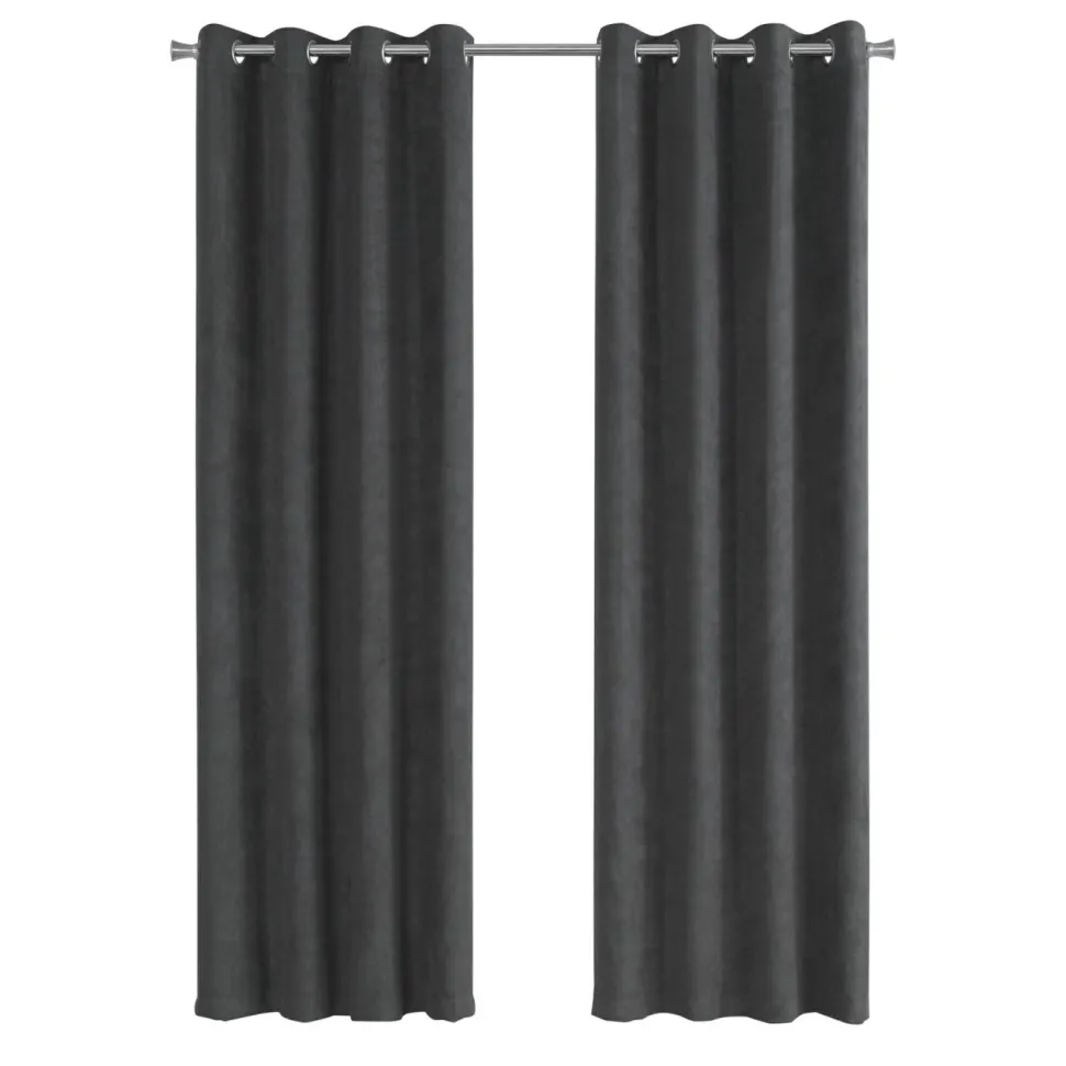 Curtain Panel, 2pcs Set, 54"W X 95"L, Room Darkening, Grommet, Living Room, Bedroom, Kitchen, Grey Micro Suede, Contemporary, Modern