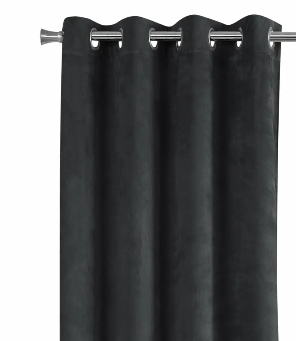 Curtain Panel, 2pcs Set, 54"W X 84"L, Room Darkening, Grommet, Living Room, Bedroom, Kitchen, Grey Velvet, Contemporary, Modern