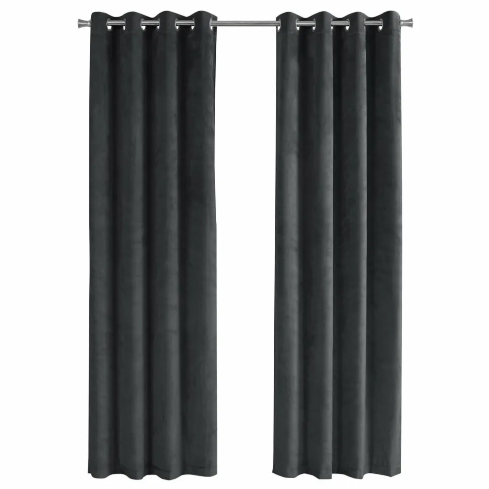 Curtain Panel, 2pcs Set, 54"W X 84"L, Room Darkening, Grommet, Living Room, Bedroom, Kitchen, Beige Micro Suede, Contemporary, Modern