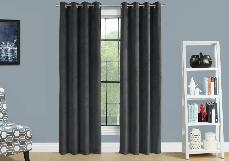 Curtain Panel, 2pcs Set, 54"W X 84"L, Room Darkening, Grommet, Living Room, Bedroom, Kitchen, Beige Micro Suede, Contemporary, Modern
