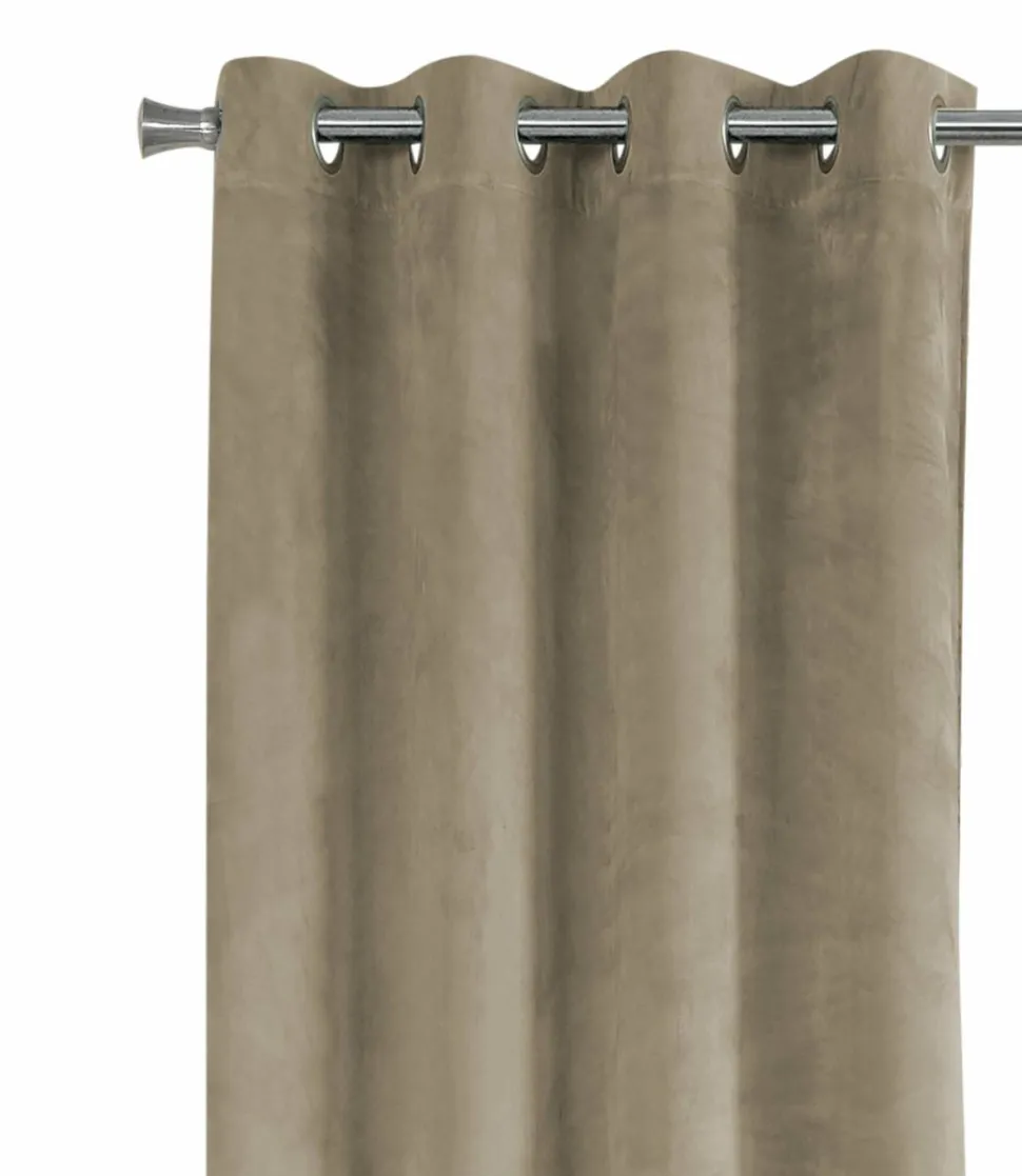 Curtain Panel, 2pcs Set, 54"W X 95"L, Room Darkening, Grommet, Living Room, Bedroom, Kitchen, Beige Velvet, Contemporary, Modern