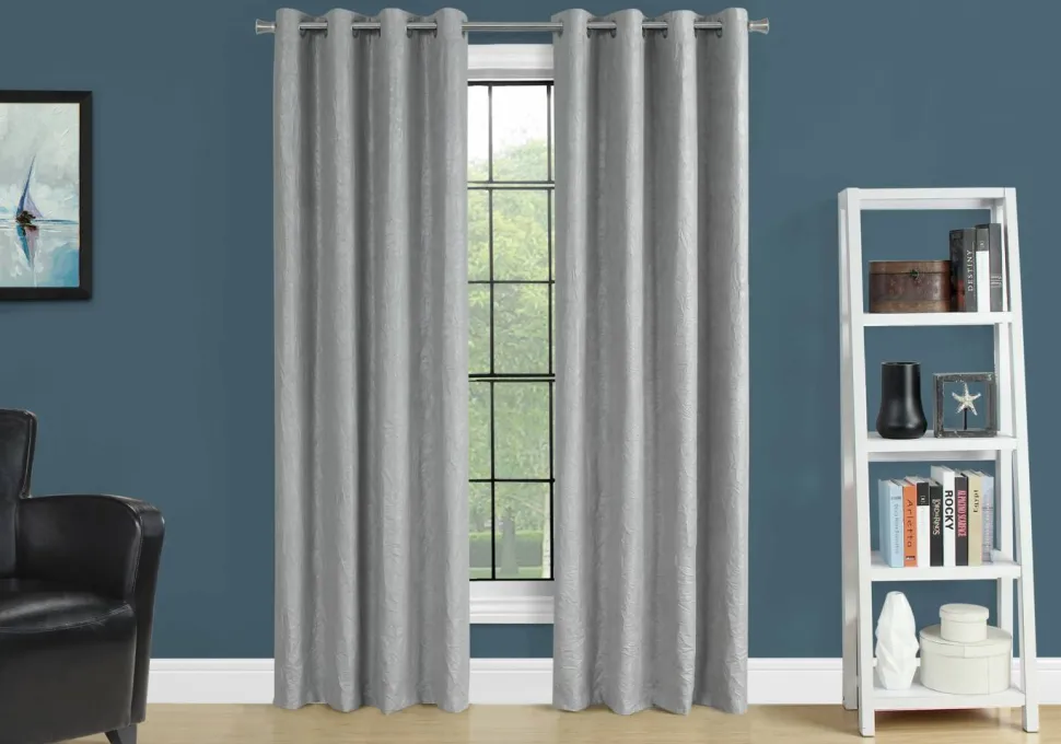 Curtain Panel, 2pcs Set, 54"W X 95"L, Room Darkening, Grommet, Living Room, Bedroom, Kitchen, Grey Micro Suede, Contemporary, Modern