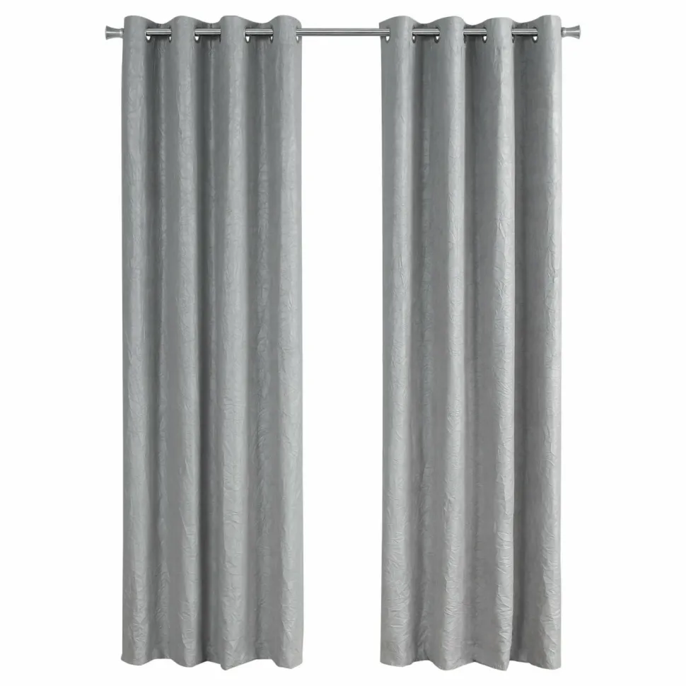 Curtain Panel, 2pcs Set, 54"W X 95"L, Room Darkening, Grommet, Living Room, Bedroom, Kitchen, Grey Micro Suede, Contemporary, Modern
