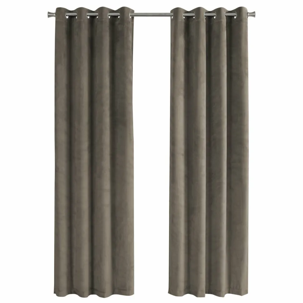 Curtain Panel, 2pcs Set, 54"W X 84"L, Room Darkening, Grommet, Living Room, Bedroom, Kitchen, Beige Velvet, Contemporary, Modern