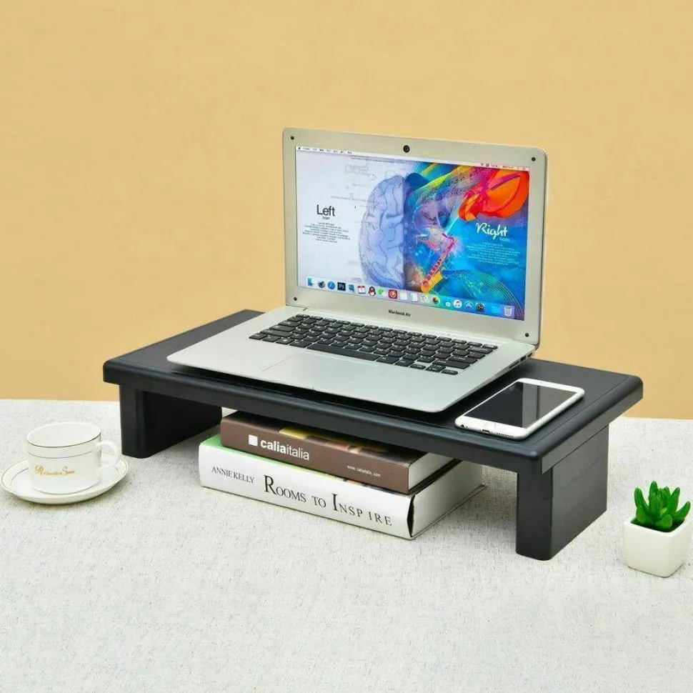 DAC Stax MP-211-Adjustable Ultra-Wide Monitor/Laptop Stand, Black - 66 lb Load Capacity - 4.8"x22"x 10.5" Depth - Plastic - Black - - 02238