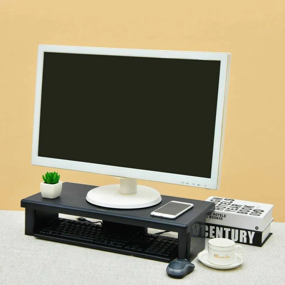 DAC Stax MP-211-Adjustable Ultra-Wide Monitor/Laptop Stand, Black - 66 lb Load Capacity - 4.8"x22"x 10.5" Depth - Plastic - Black - - 02238