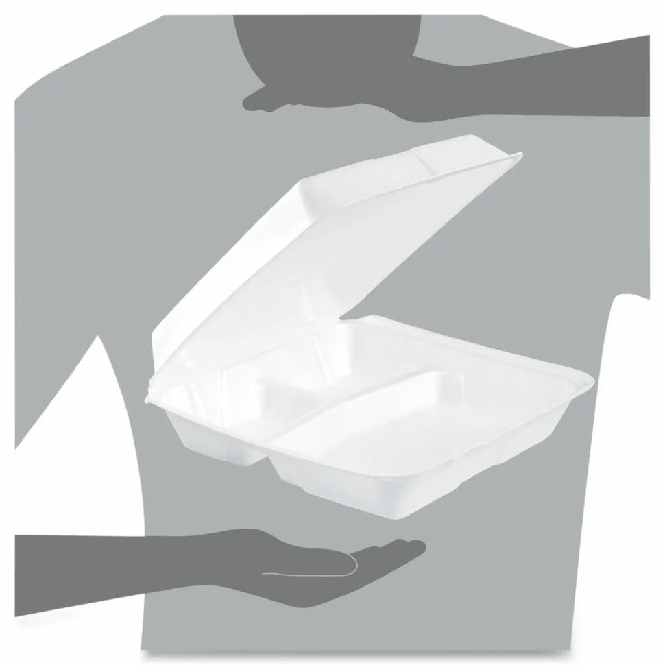 Dart 9-1/2" Triple-Compartment Foam Containers