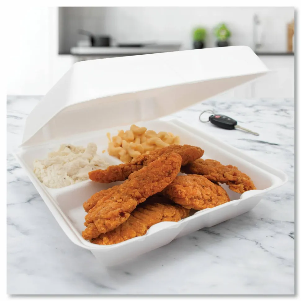 Dart 9-1/2" Triple-Compartment Foam Containers