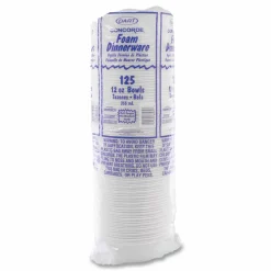 Dart Concorde Foam Bowls, 12 Oz, White, 25 Bowls Per Pack, Carton Of 1,000 Packs