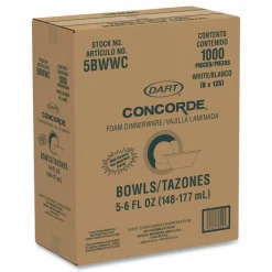 Dart Concorde Non-Laminated Foam Dinnerware, Bowl, 5 oz, White, 125/Pack, 8 Packs/Carton
