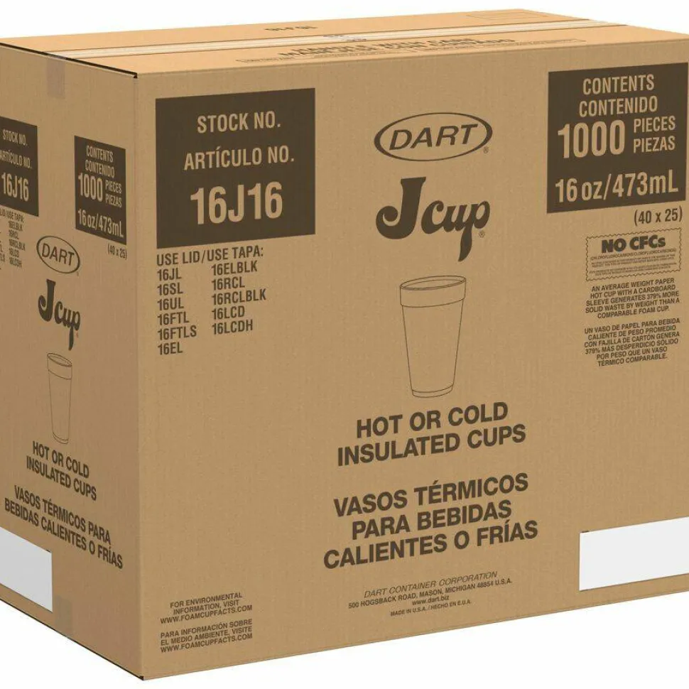Dart J Cup 16 oz Insulated Foam Cups