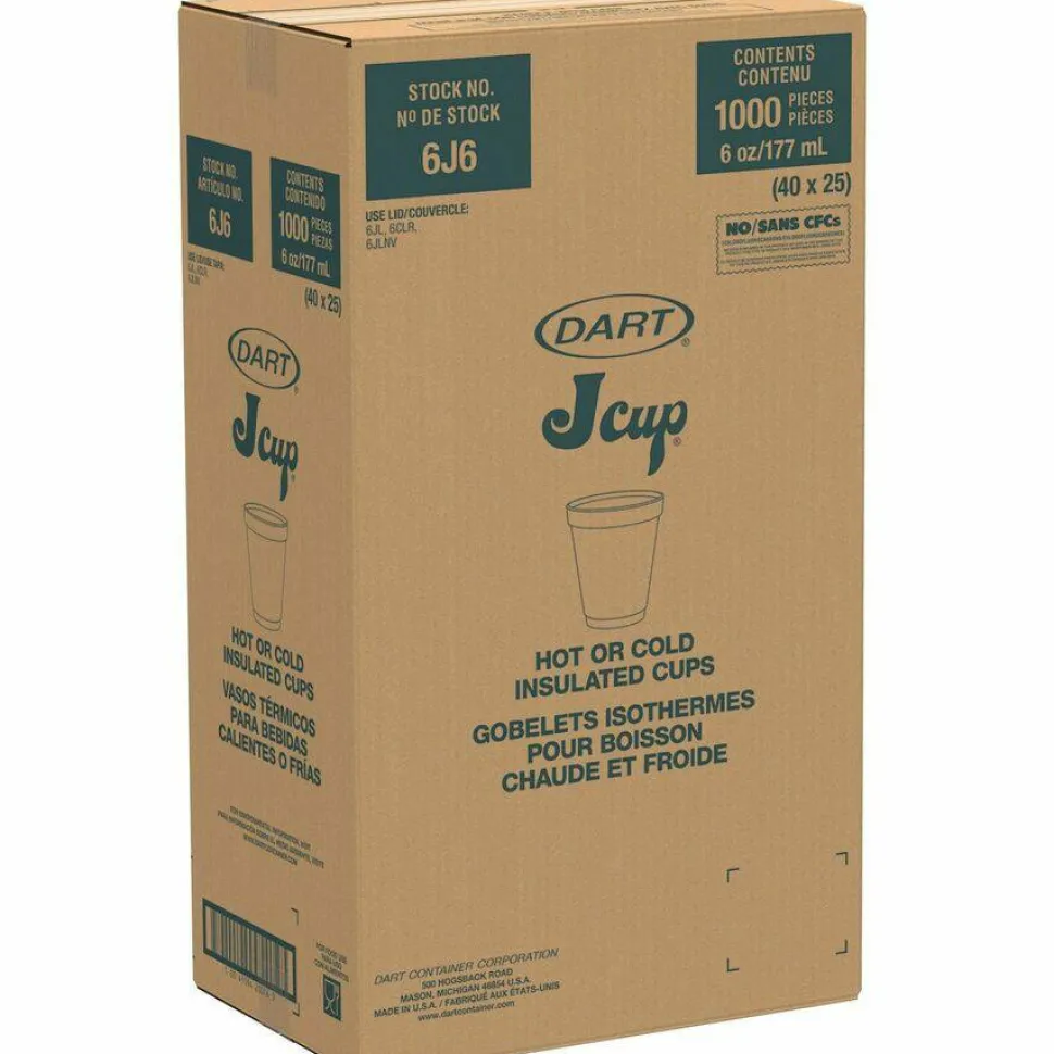 Dart J Cup 6 oz Insulated Foam Cups