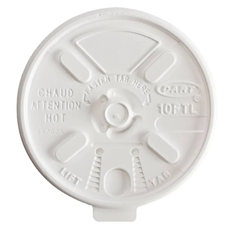 Dart Lift-n-Lock Coffee Cup White Lids - Dome - Plastic - White - 1000 / Carton