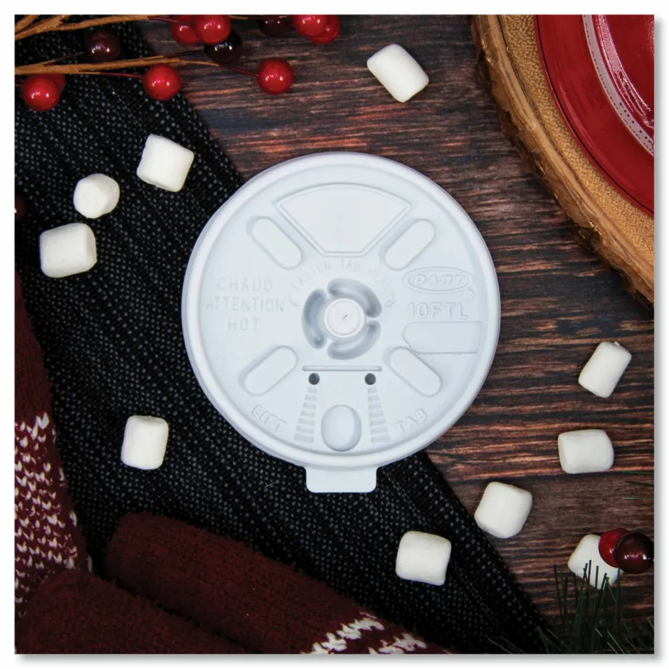 Dart Lift-n-Lock Coffee Cup White Lids - Dome - Plastic - White - 1000 / Carton