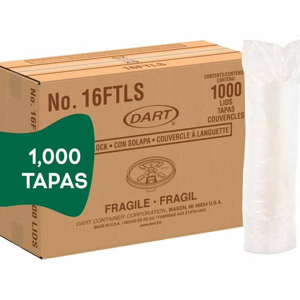 Dart Lift-n-Lock Lid With Straw Slot For Foam Cups, 16 Oz, Translucent, Pack Of 1,000