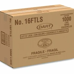 Dart Lift-n-Lock Lid With Straw Slot For Foam Cups, 16 Oz, Translucent, Pack Of 1,000