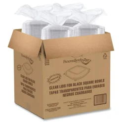 Dart PresentaBowls Pro Clear Square Bowl Lids, For 24-32 Oz Bowls, 1/2
