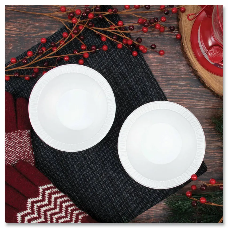 Dart Quiet Classic Laminated Foam Dinnerware, Bowl, 12 oz, White, 125/Pack