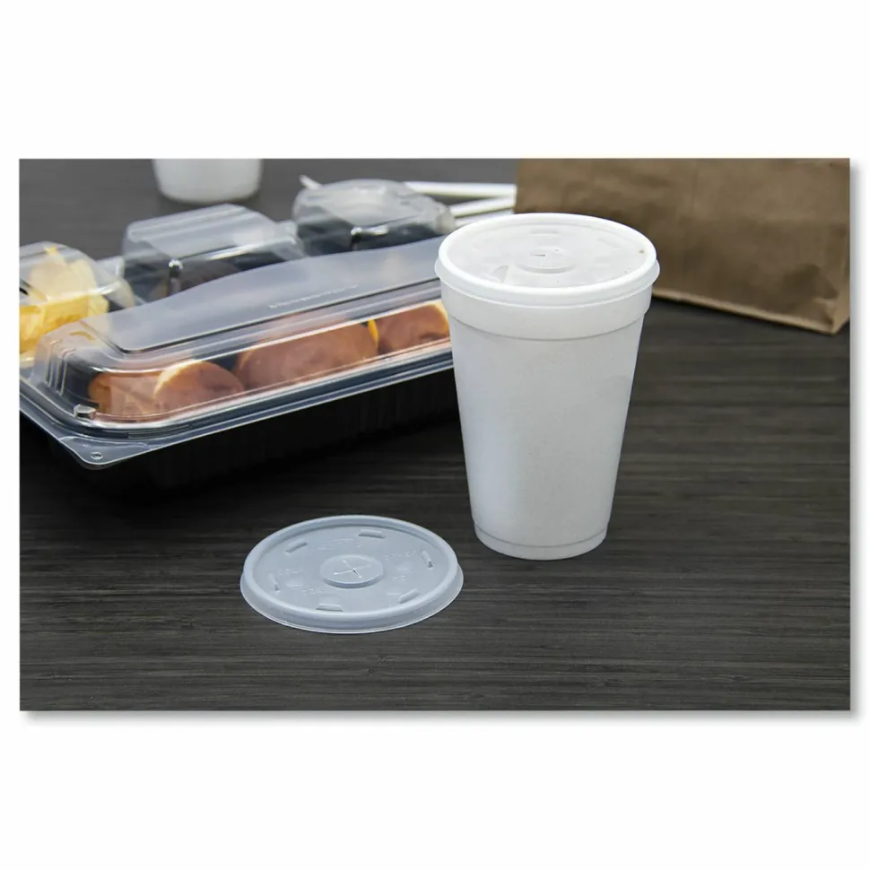 Dart Translucent Slotted Foam Cup Lids - Translucent - 100 / Pack - 10 / Carton