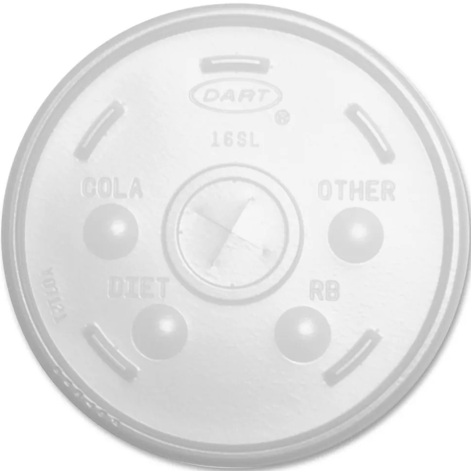 Dart Translucent Slotted Foam Cup Lids - Translucent - 100 / Pack - 10 / Carton