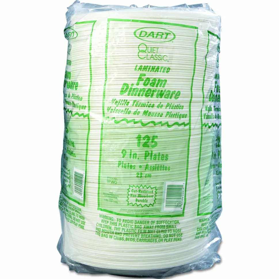 Dart Classic 9" Dinnerware Plates, White, Pack of 500 Plates