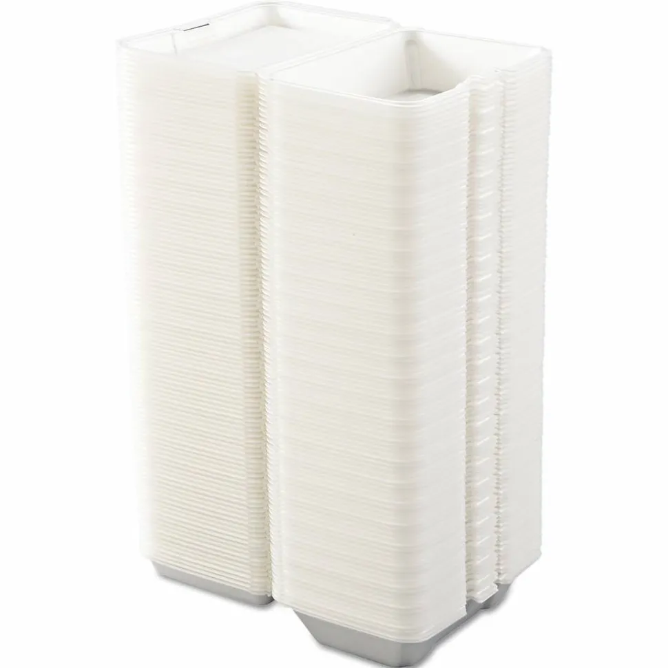 Dart Hinged-Lid Carryout Food Containers, 1 Compartment, 2 7/8"H x 6 3/8"W x 9 5/16"D, White, Pack Of 200