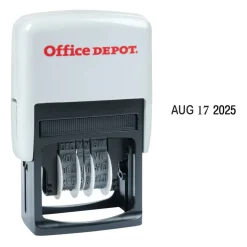 Date Line Dater Stamp Self-Inking with Extra Pad Date Line Dater Stamp, 1” x 3/16" Impression, Black Ink