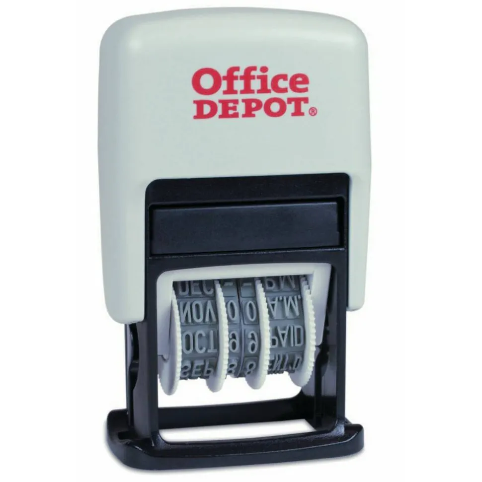 Date Message Stamp Dater Paid, Received, Faxed, 1-1/16"x5/8" Impression, Red/Blue Ink - 98331