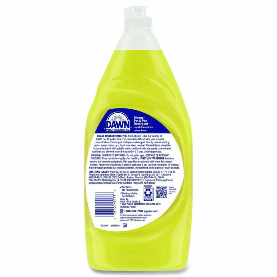 Dawn Professional Manual Pot/Pan Dish Detergent, Lemon Scent, 38 oz Bottle, 8/Carton