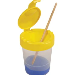 Deflecto Antimicrobial Kids No Spill Paint Cup Yellow