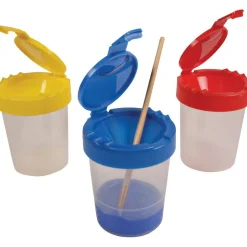 deflecto Antimicrobial No Spill Paint Cup, 3.46 w x 3.93 h, Red