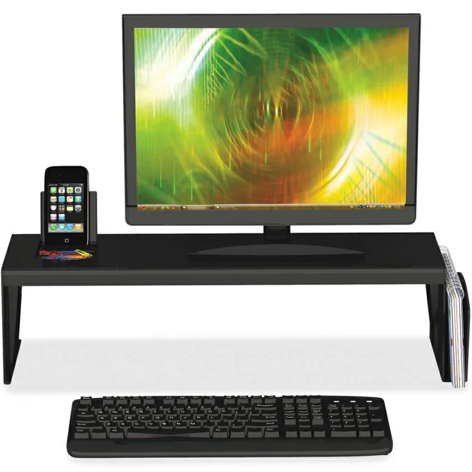 Deflecto Heavy-Duty Desk Shelf, 6 13/16"H x 25 5/8"W x 7"D, Black
