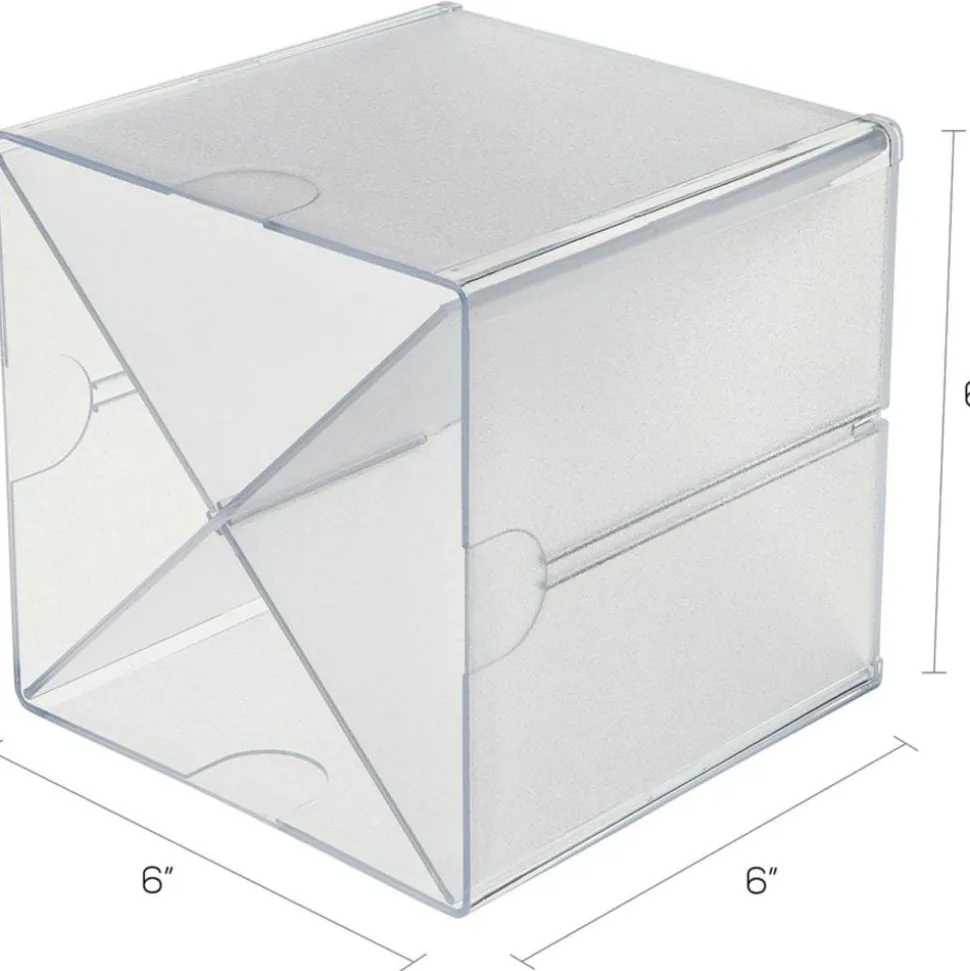 Deflecto Stackable Cube With X Divider, 6"H x 6"W x 6"D, Clear