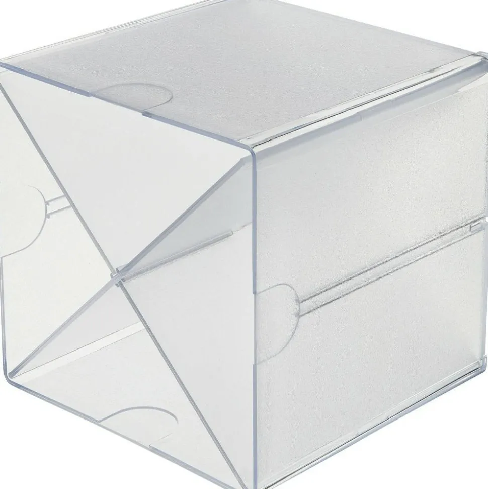 Deflecto Stackable Cube With X Divider, 6"H x 6"W x 6"D, Clear