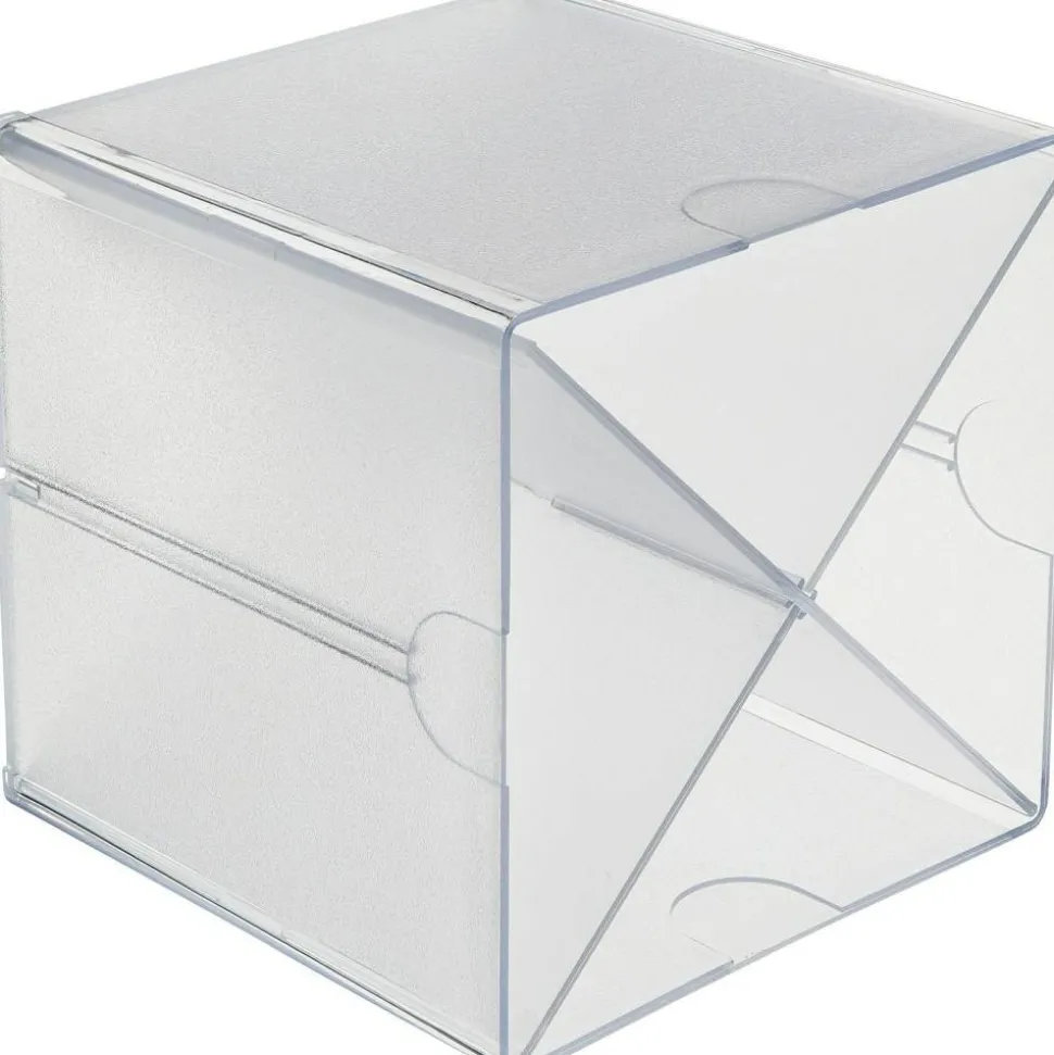 Deflecto Stackable Cube With X Divider, 6"H x 6"W x 6"D, Clear