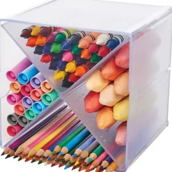 Deflecto Stackable Cube With X Divider, 6