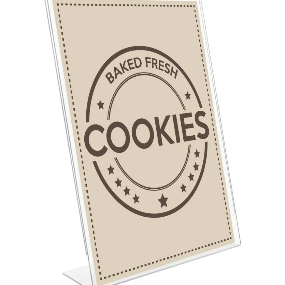 Deflecto Anti-Glare Slanted Sign Holder, Portrait, 11" x 8 1/2", Clear