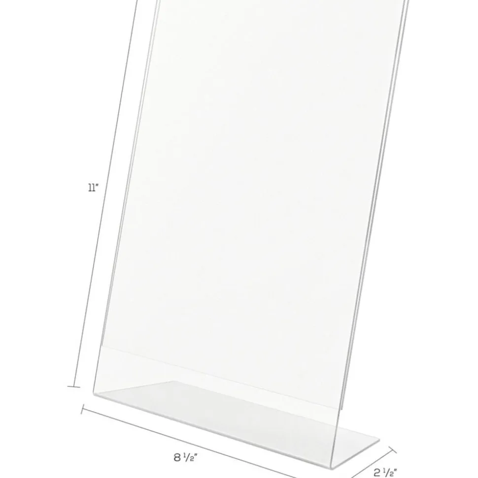 Deflecto Anti-Glare Slanted Sign Holder, Portrait, 11" x 8 1/2", Clear