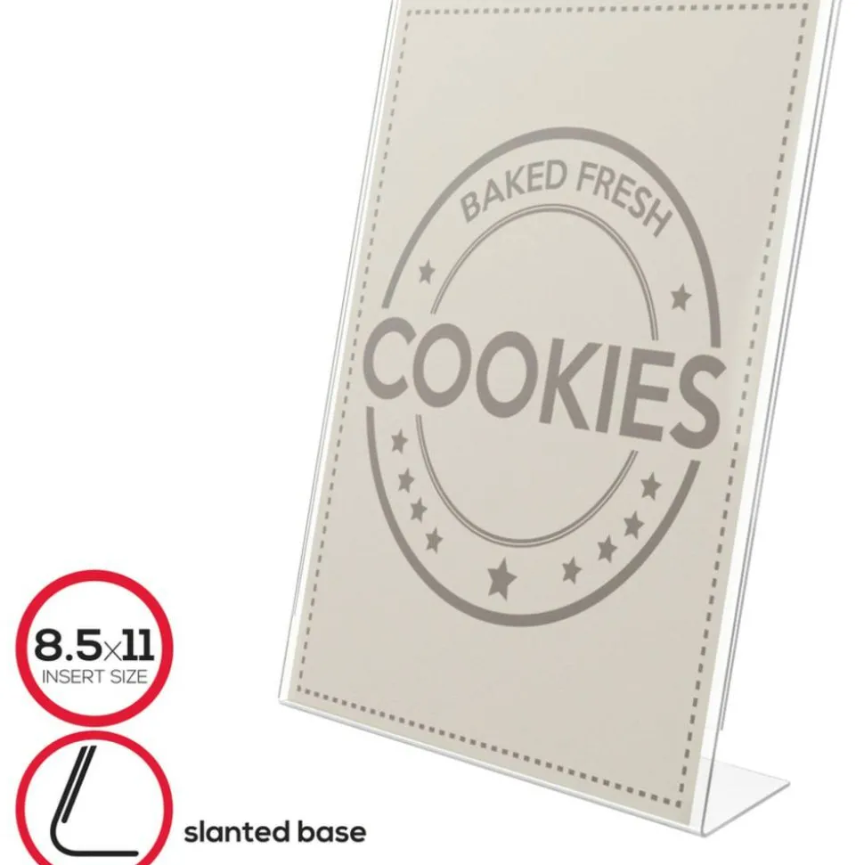 Deflecto Anti-Glare Slanted Sign Holder, Portrait, 11" x 8 1/2", Clear