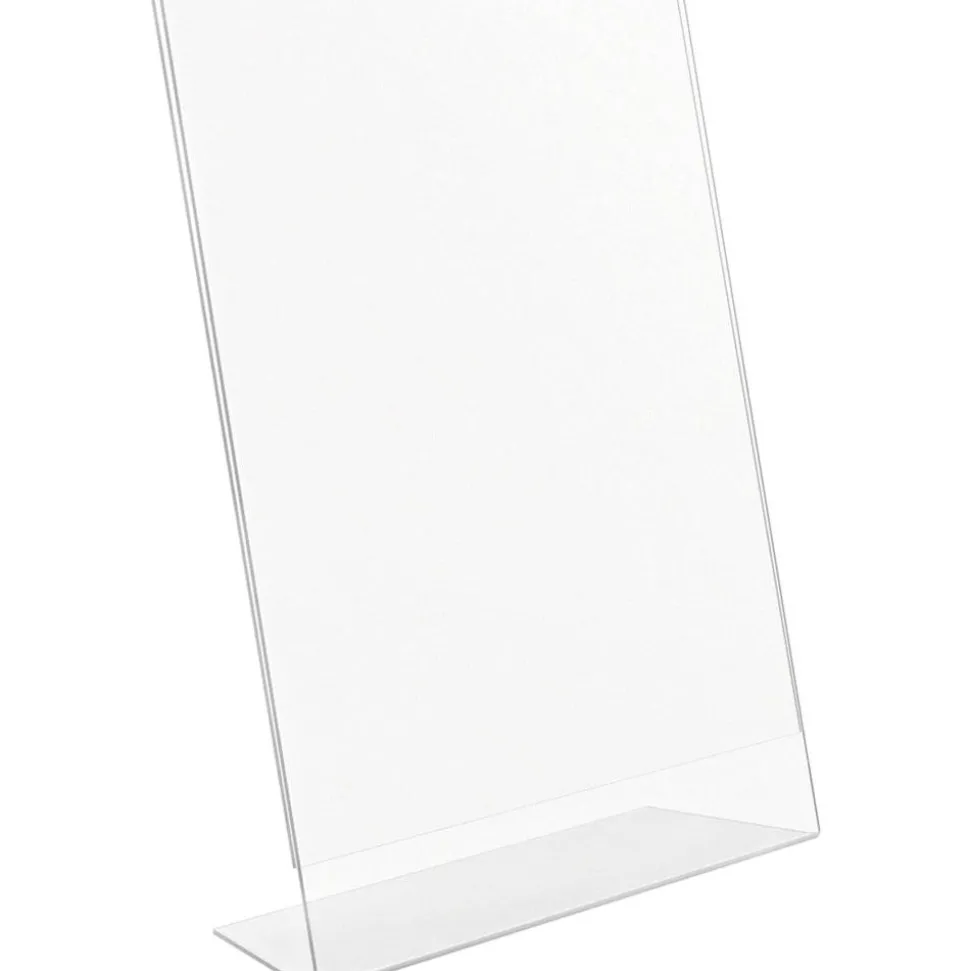 Deflecto Anti-Glare Slanted Sign Holder, Portrait, 11" x 8 1/2", Clear