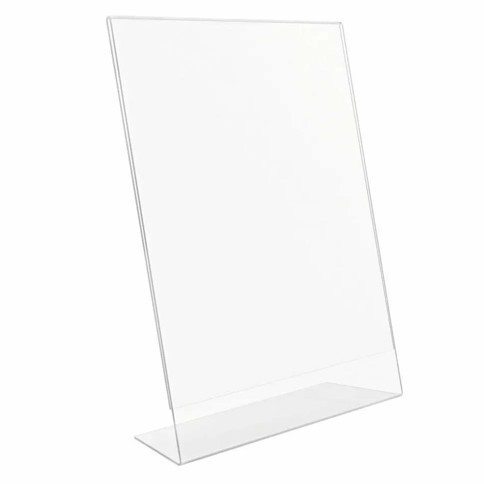 Deflecto Anti-Glare Slanted Sign Holder, Portrait, 11" x 8 1/2", Clear