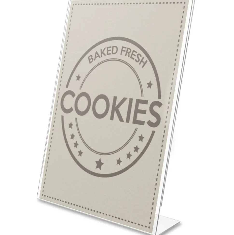 Deflecto Anti-Glare Slanted Sign Holder, Portrait, 11" x 8 1/2", Clear