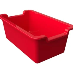 deflecto Antimicrobial Rectangle Storage Bin, Red