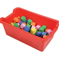 deflecto Antimicrobial Rectangle Storage Bin, Red