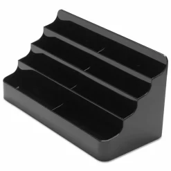Deflecto 8-Compartment Business Card Holder, 3 7/8"H x 7 7/8"W x 3 5/8"D, Black