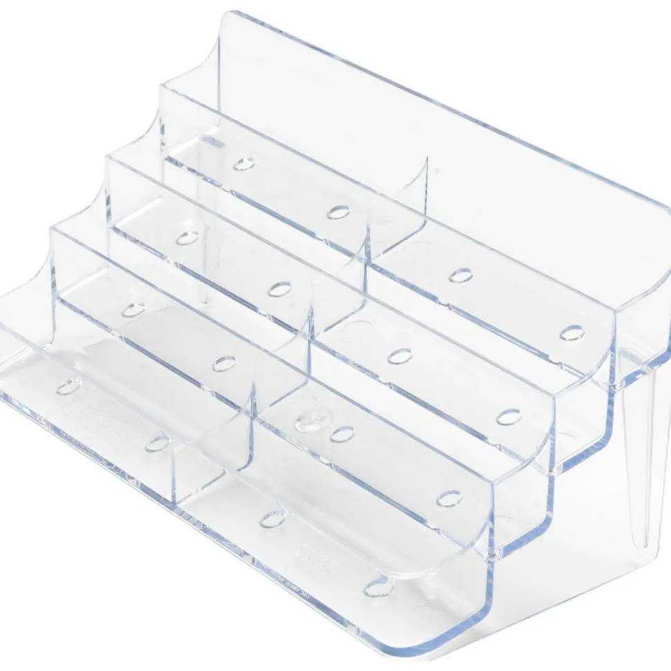 Deflecto 8-Compartment Business Card Holder, 3 7/8"H x 7 7/8"W x 3 5/8"D, Clear, DEF70801