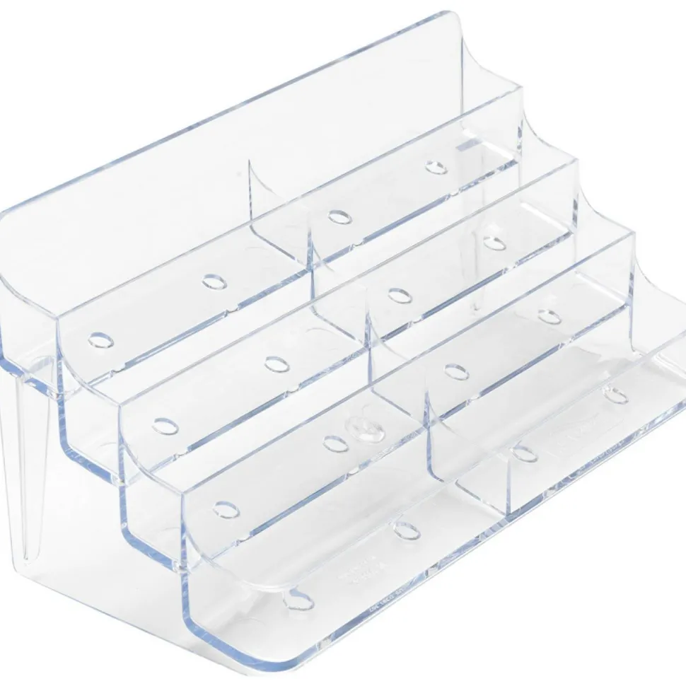 Deflecto 8-Compartment Business Card Holder, 3 7/8"H x 7 7/8"W x 3 5/8"D, Clear, DEF70801