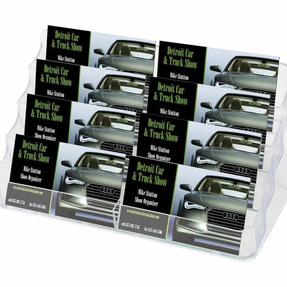 Deflecto 8-Compartment Business Card Holder, 3 7/8"H x 7 7/8"W x 3 5/8"D, Clear, DEF70801
